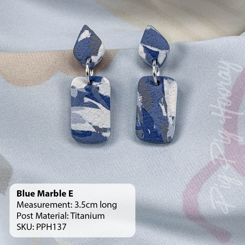 Blue Marble Earrings