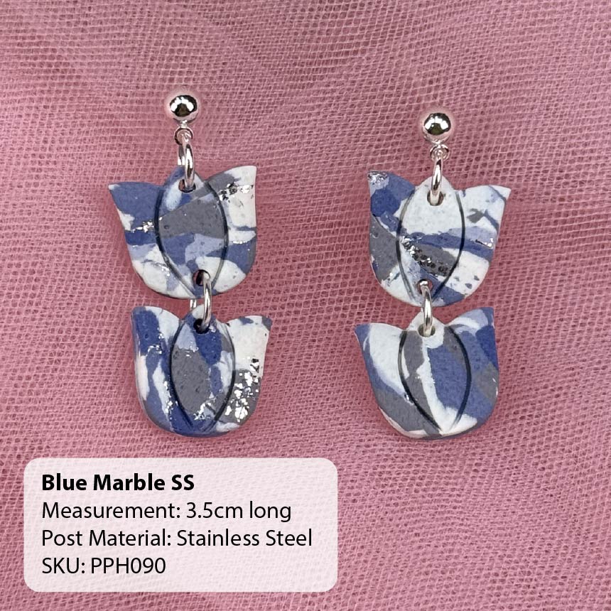 Blue Marble Earrings