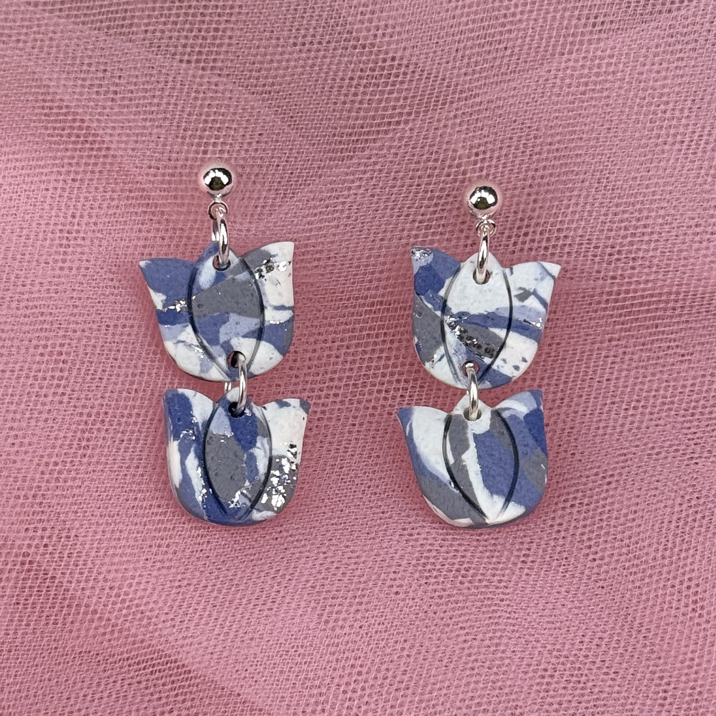 Blue Marble Earrings