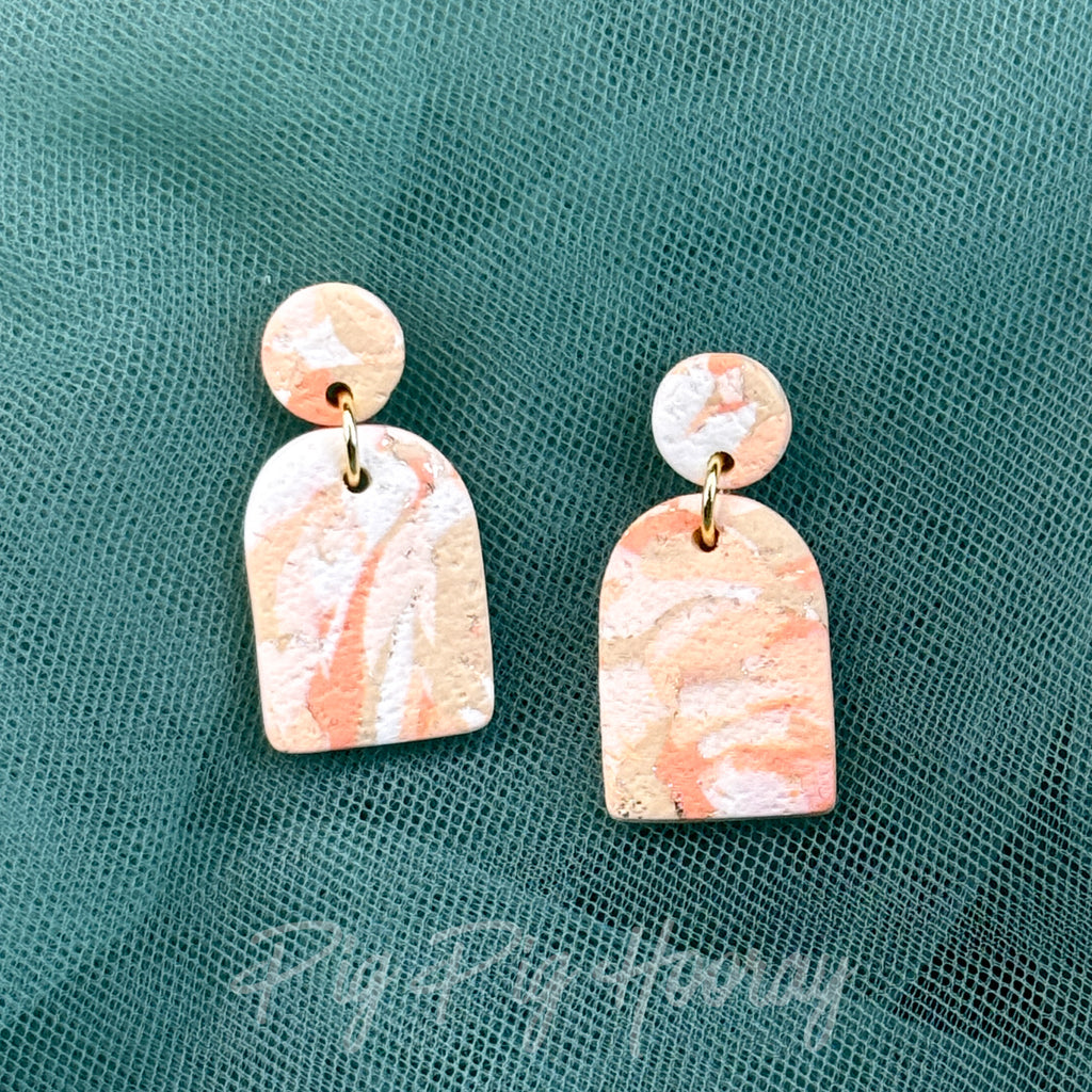 Peach Marble Earrings
